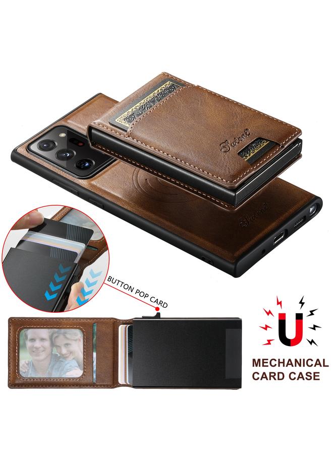 Suteni Case For Samsung Galaxy Note20 5G H19 Oil Wax 2-in-1 MagSafe Removable Card Box Back Phone Case - Image 2