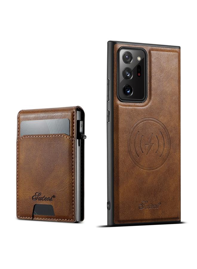 Suteni Case For Samsung Galaxy Note20 5G H19 Oil Wax 2-in-1 MagSafe Removable Card Box Back Phone Case - Image 1