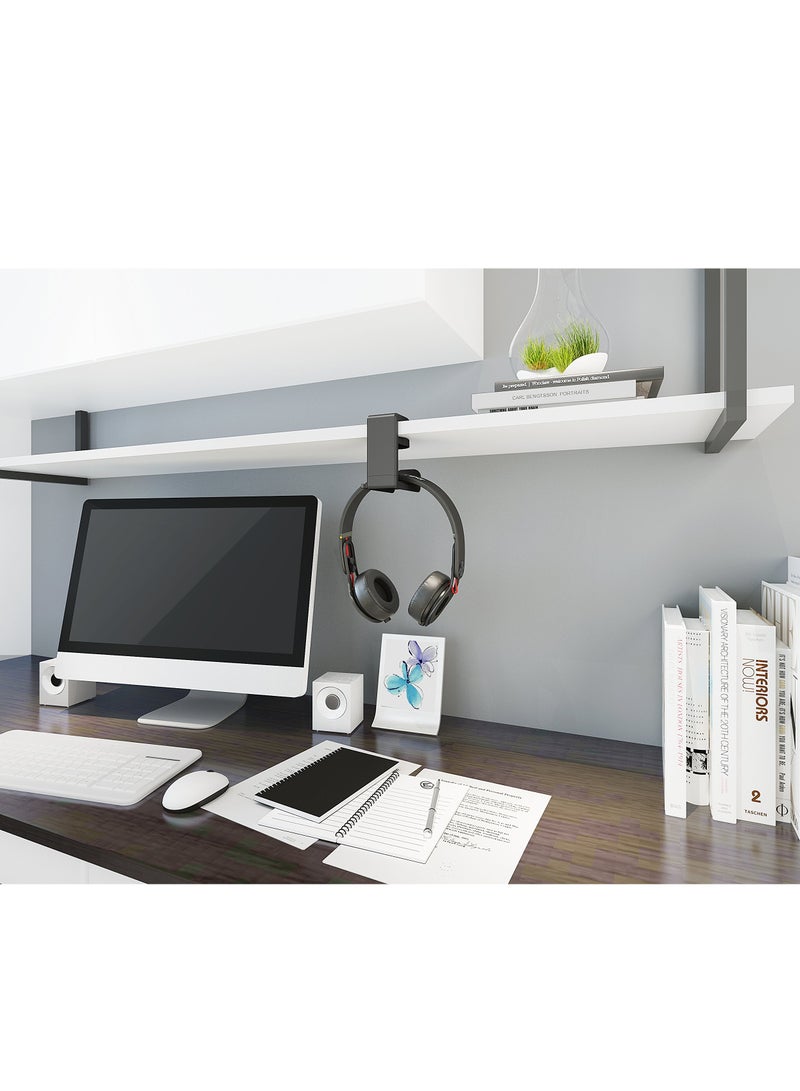 SYOSI Gaming Headphone & Controller Holder, 3-in-1 PC Headphones Hanger Adjustable & Rotating Arm Clamp, Headphone Stand Under Desk, Universal Headset Controllers Hook (Black)  - Image 2