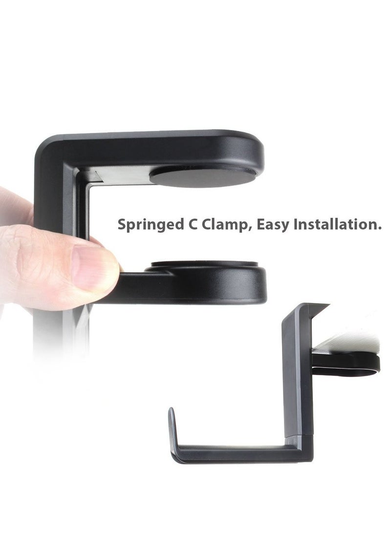 SYOSI Gaming Headphone & Controller Holder, 3-in-1 PC Headphones Hanger Adjustable & Rotating Arm Clamp, Headphone Stand Under Desk, Universal Headset Controllers Hook (Black)  - Image 4