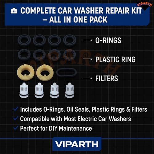 VIPARTH Car Washer Repairing Kit | Oil Seal,Filter Set, O Rings, Plastic Ring | Car wahing Machine Tools | Universal Fitting - Image 3