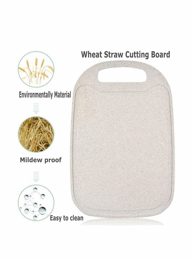 Excefore Mini Kitchen Cutting Board Mats Small Fruit Cutting Board Wheat Straw Plastic Cutting Boards, Juice Grooves, Thicker Boards Easy Grip Handle, Non Porous(13 Inch x 8.5 Inch) 3 Pack - Image 5