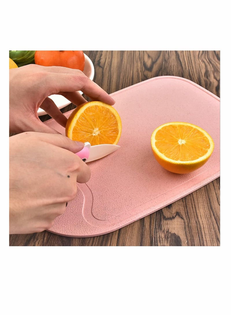 Excefore Mini Kitchen Cutting Board Mats Small Fruit Cutting Board Wheat Straw Plastic Cutting Boards, Juice Grooves, Thicker Boards Easy Grip Handle, Non Porous(13 Inch x 8.5 Inch) 3 Pack - Image 2