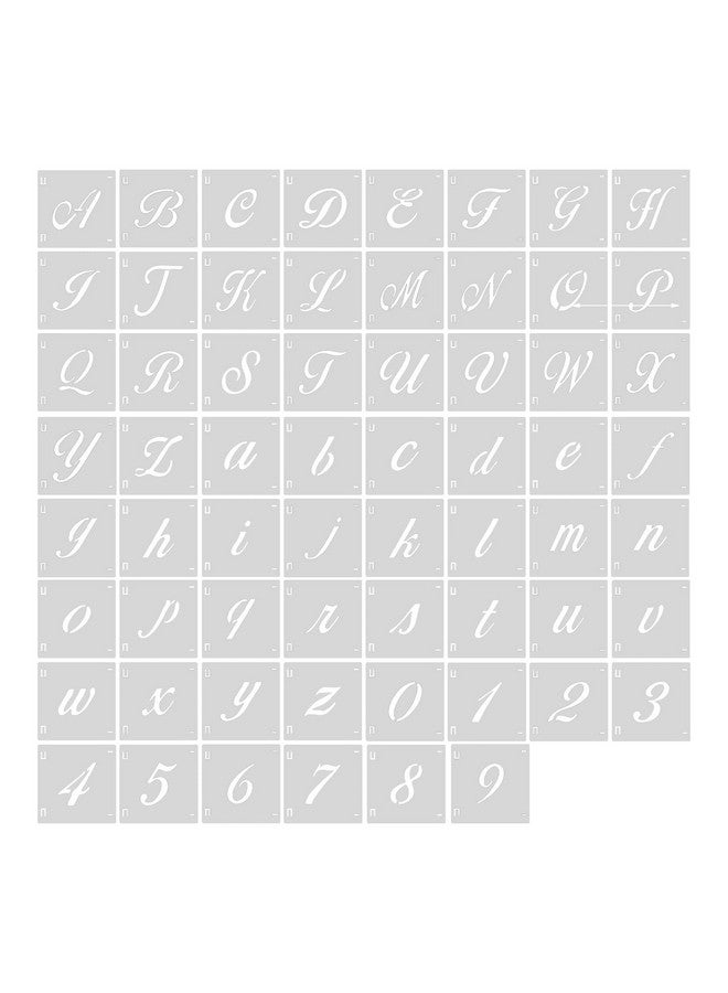 AIEX 62 Pcs Calligraphy Letter Stencils 1 Inch Farmhouse Style Letter Number Template Interlocking Alphabet Stencils For Art Projects Decoration Painting Diy Craft - Image 1