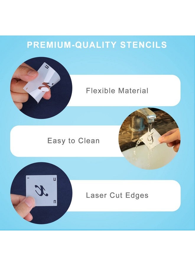 AIEX 62 Pcs Calligraphy Letter Stencils 1 Inch Farmhouse Style Letter Number Template Interlocking Alphabet Stencils For Art Projects Decoration Painting Diy Craft - Image 4