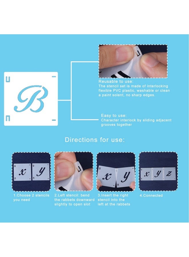 AIEX 62 Pcs Calligraphy Letter Stencils 1 Inch Farmhouse Style Letter Number Template Interlocking Alphabet Stencils For Art Projects Decoration Painting Diy Craft - Image 3
