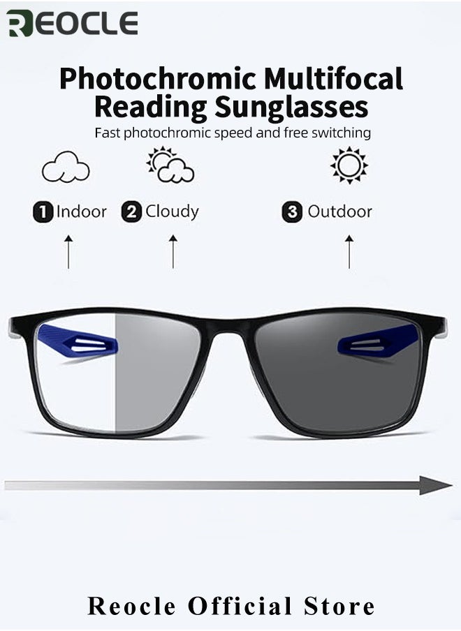 REOCLE - Progressive Multifocus Reading Glasses Flexible Lightweight TR90 Frame Blue Light Blocking Computer Readers for Women and Men - Image 1