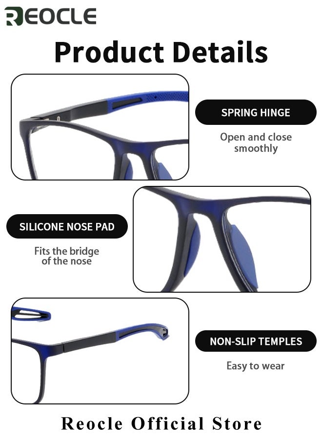 REOCLE - Progressive Multifocus Reading Glasses Flexible Lightweight TR90 Frame Blue Light Blocking Computer Readers for Women and Men - Image 1