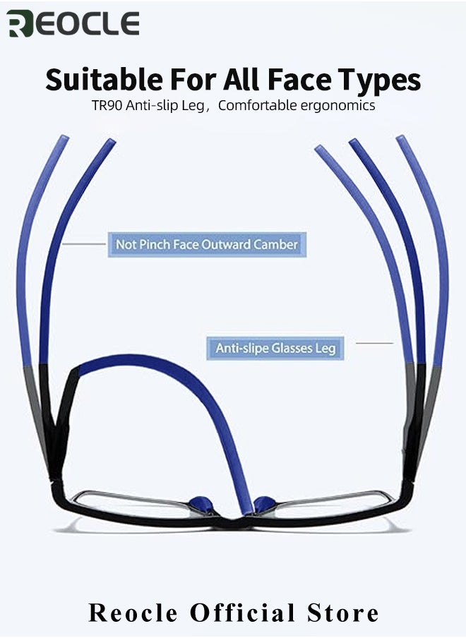 REOCLE - Progressive Multifocus Reading Glasses Flexible Lightweight TR90 Frame Blue Light Blocking Computer Readers for Women and Men - Image 1