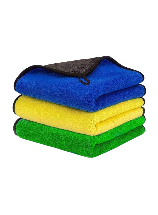 BRANDSFINITY Large 3 Pcs Microfiber Towel Cloth for Car Cleaning and Detailing Kitchen Double Sided Extra Thick Plush Microfiber Super Absorbent, 30X40cm, Pack of 3  - Image 1