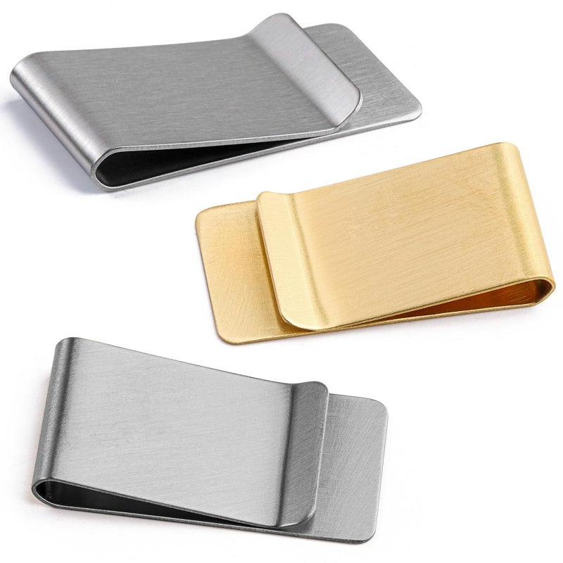 Vesslam 3 Pack Small Men's Slim Money Clip, Stainless Steel Credit Business Card Holder, Pocket Cash Wallet(Gold & Silver) - Image 1