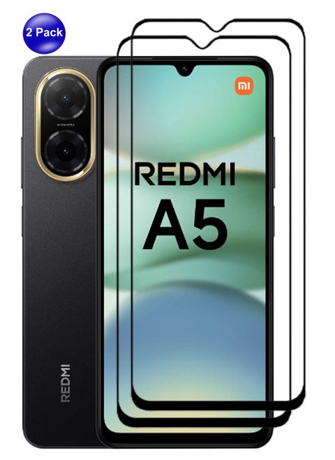 For Redmi A5 - 2 Pack Tempered Glass Screen Protector - Delicate Touch , Higher Transparency , Easy to Install ,Anti-scratch and Bubble-free Screen Protector - Black