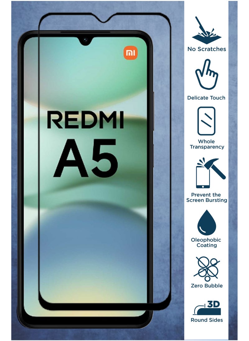 Generic - For Redmi A5 - 2 Pack Tempered Glass Screen Protector - Delicate Touch , Higher Transparency , Easy to Install ,Anti-scratch and Bubble-free Screen Protector - Black - Image 1