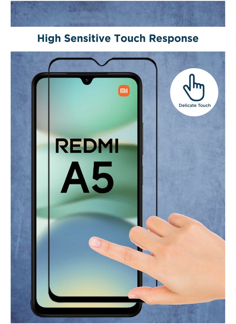 Generic - For Redmi A5 - 2 Pack Tempered Glass Screen Protector - Delicate Touch , Higher Transparency , Easy to Install ,Anti-scratch and Bubble-free Screen Protector - Black - Image 1