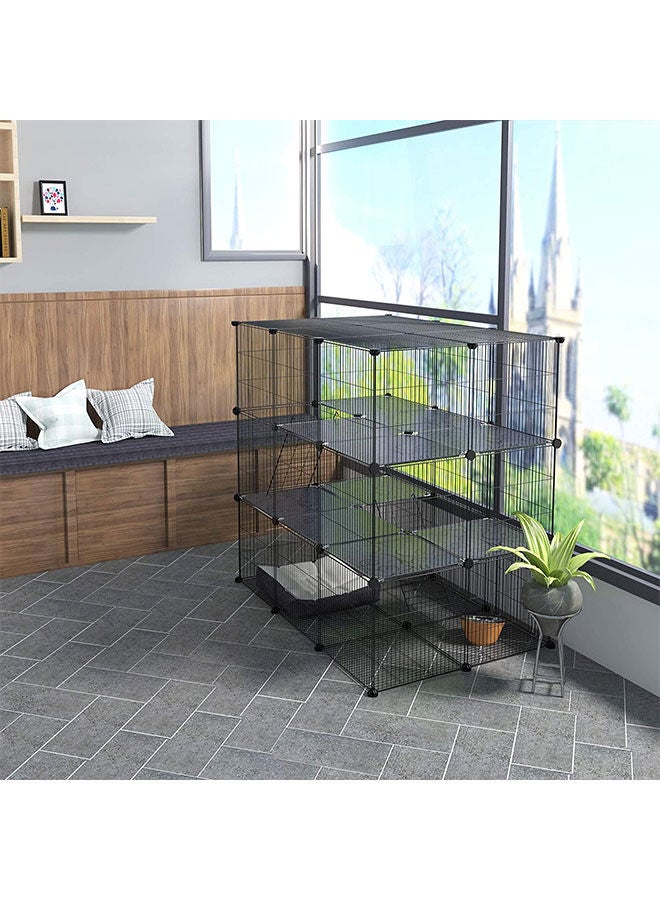 DIY Small Animal Cage Indoor Detachable Metal Wire Cat Enclosures Kennels Large Exercise Place for 1-3 Cats Rabbit Ferret Small Animals - Image 1