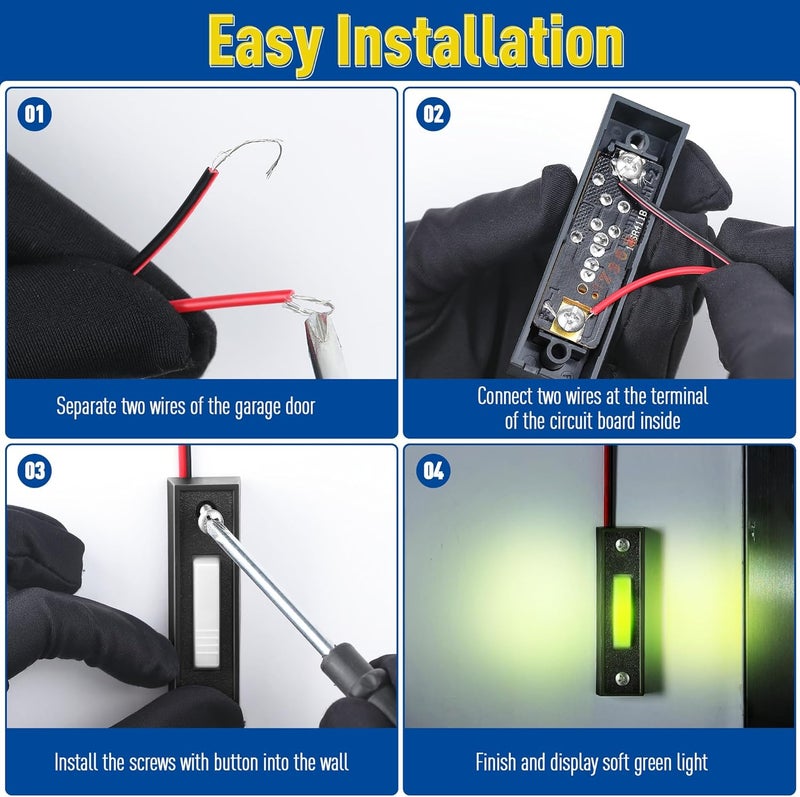 Fiada Lighted Doorbell Button, Garage Door Opener Switch with LED Light, 41A4166 Wall Mounted Push to Exit Ringer Button(Black,1 Piece) - Image 5