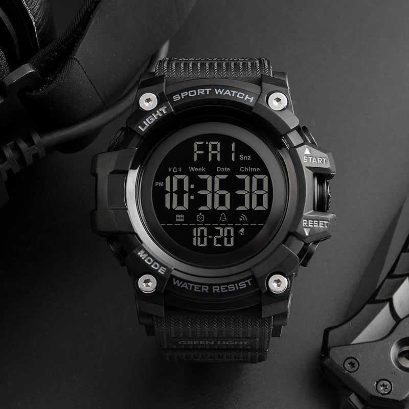 Men's Rubber Strap Digital Wrist Watch 1384 - 55 mm - Black - Image 1