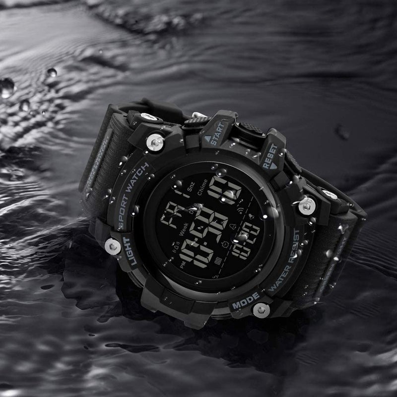 Men's Rubber Strap Digital Wrist Watch 1384 - 55 mm - Black - Image 2