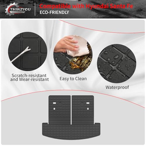 Thinzyou Cargo Mat Compatible with 2024 2025 Hyundai Santa Fe Trunk Liner Cargo Liner TPE All Weather Back Seat Cover Protector Santa Fe Accessories (2024 2025,Trunk Mat with Backrest Mat) - Image 4