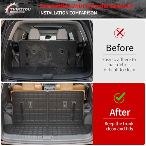 Thinzyou Cargo Mat Compatible with 2024 2025 Hyundai Santa Fe Trunk Liner Cargo Liner TPE All Weather Back Seat Cover Protector Santa Fe Accessories (2024 2025,Trunk Mat with Backrest Mat) - Image 2