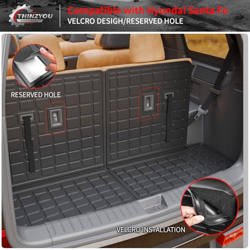 Thinzyou Cargo Mat Compatible with 2024 2025 Hyundai Santa Fe Trunk Liner Cargo Liner TPE All Weather Back Seat Cover Protector Santa Fe Accessories (2024 2025,Trunk Mat with Backrest Mat) - Image 3