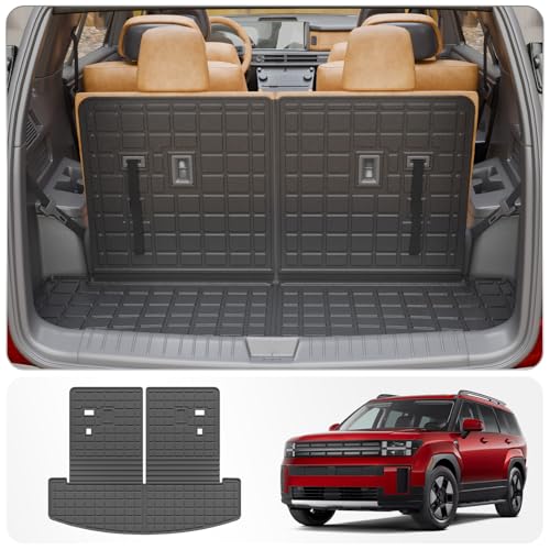 Thinzyou Cargo Mat Compatible with 2024 2025 Hyundai Santa Fe Trunk Liner Cargo Liner TPE All Weather Back Seat Cover Protector Santa Fe Accessories (2024 2025,Trunk Mat with Backrest Mat) - Image 1