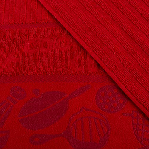 Lavish Home Dish Set of 8-16”x28”-Absorbent 100% Cotton Hand Towel-Kitchen Icon Design in 4 Colors & 4 Solid Dishtowels for Drying, Multiple - Image 4