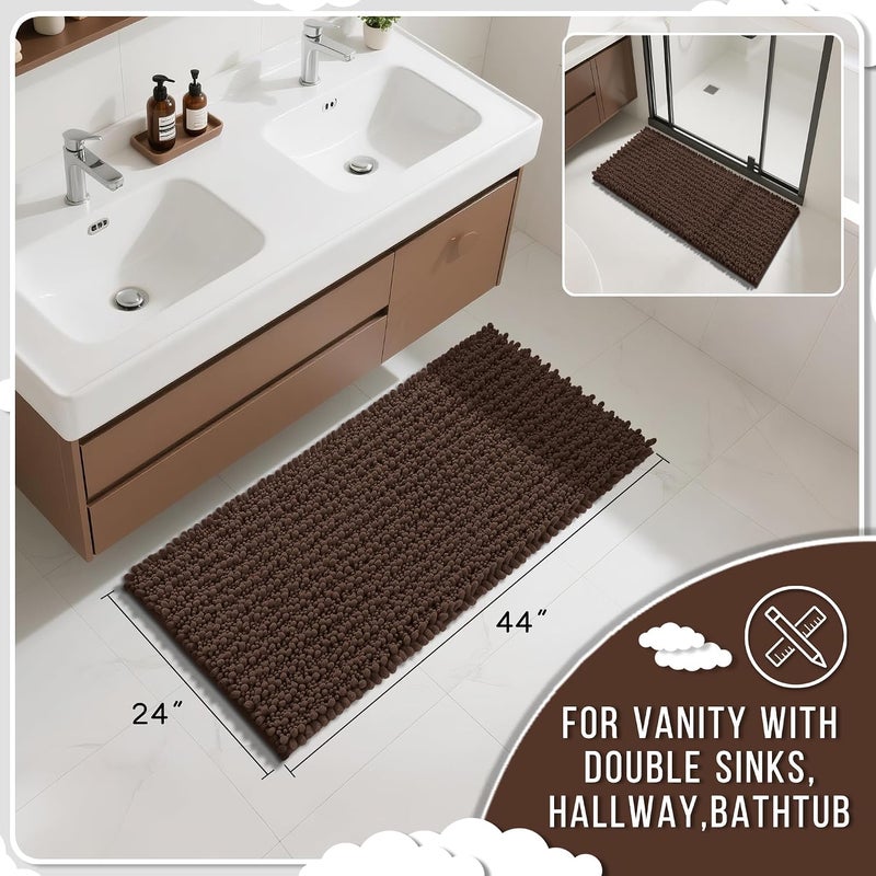 Yimobra (110cm x 60cm, Brown) - Original Luxury Shaggy Bath Mat, Super Absorbent Water, Non-Slip, Machine-Washable, Soft and Cosy, Thick Modern for Bathroom Bedroom (110cm X 60cm, Brown) - Image 2