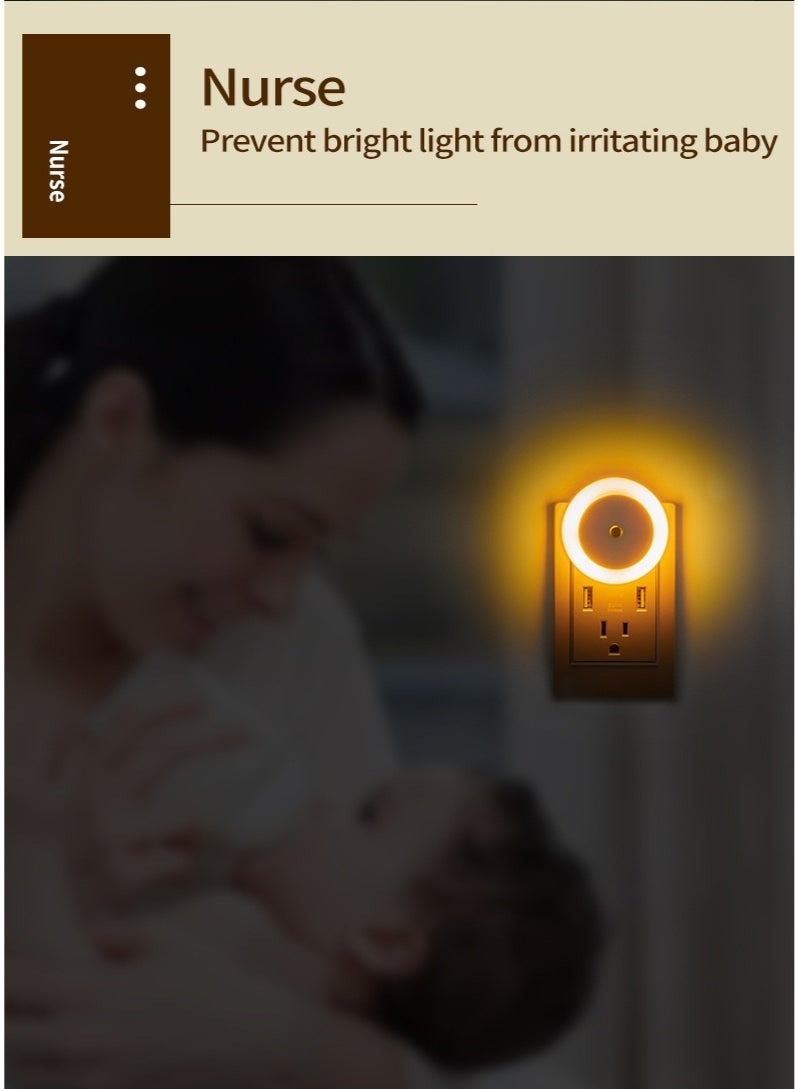 2-Piece LED Night Light for Hallway & Stairs,Smart Auto Light Sensor Dimming with Plug in Wall, Safe Warm Light for Kids, Toddlers, and Bedrooms - Image 4