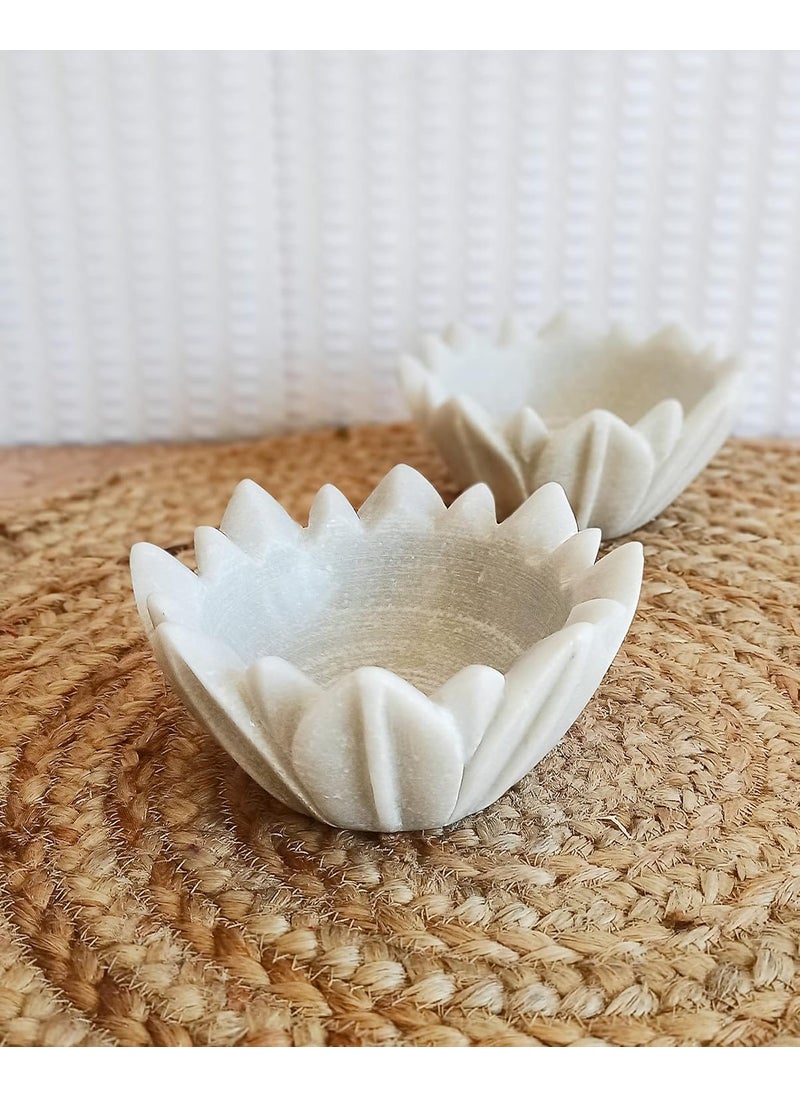 R&M - RM Marble 6inch Candle Holder Bowl Pot Tray Bird Bath Garden Home Decoration | Multi Purpose Bowl, Center Table Fruit Bowl, Center Piece, Jewelry Dish Holder (1 Bowl in Package) - Image 1