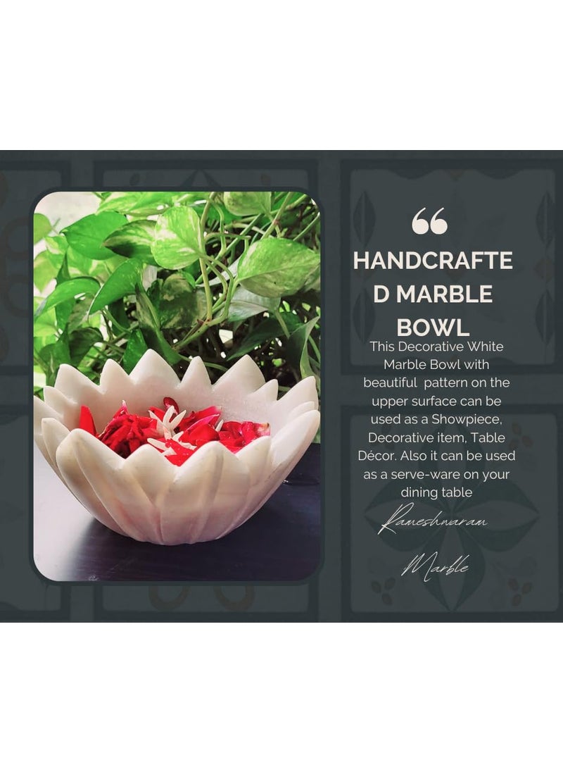 R&M - RM Marble 6inch Candle Holder Bowl Pot Tray Bird Bath Garden Home Decoration | Multi Purpose Bowl, Center Table Fruit Bowl, Center Piece, Jewelry Dish Holder (1 Bowl in Package) - Image 1