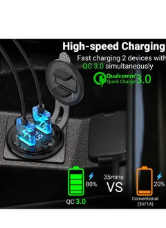 12V Car Charger USB Outlet, Dual Quick Charge 3.0 Socket with LED Voltmeter and Power Switch, Waterproof Aluminum Adapter for RV Marine Motorcycle Truck Golf Cart, etc - pzsku/ZBD2117B1BDBC0E339C63Z/45/_/1698736961/e4529817-2eb2-48e9-bcca-627c655db9bf