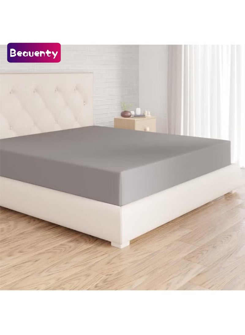 Beauenty Microfibre Fitted Sheet, Dark Grey,180 x 200 x 30 cm, Lightweight, Soft and Wrinkle Free - Image 1