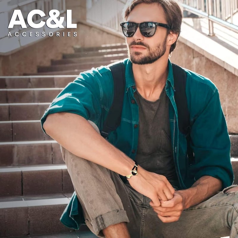 AC&L Metallic Steel Anchor Design mounted on genuine double braided leather bracelet For the sailing enthusiasts - Image 2