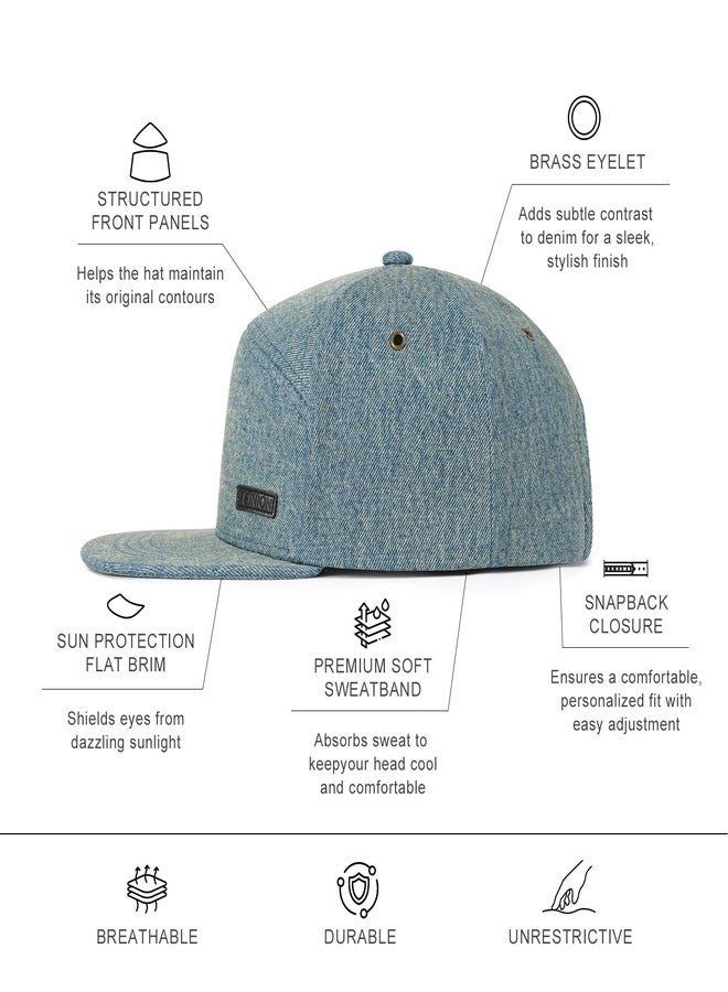 قبعة بيسبول مسطحة الحافة بتصميم كلاسيكي من قماش الدنيم من فينيون، مناسبة للرجال والنساء (أزرق) - Image 3