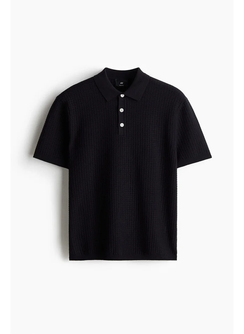 اتش اند ام Regular Fit Textured-knit polo shirt