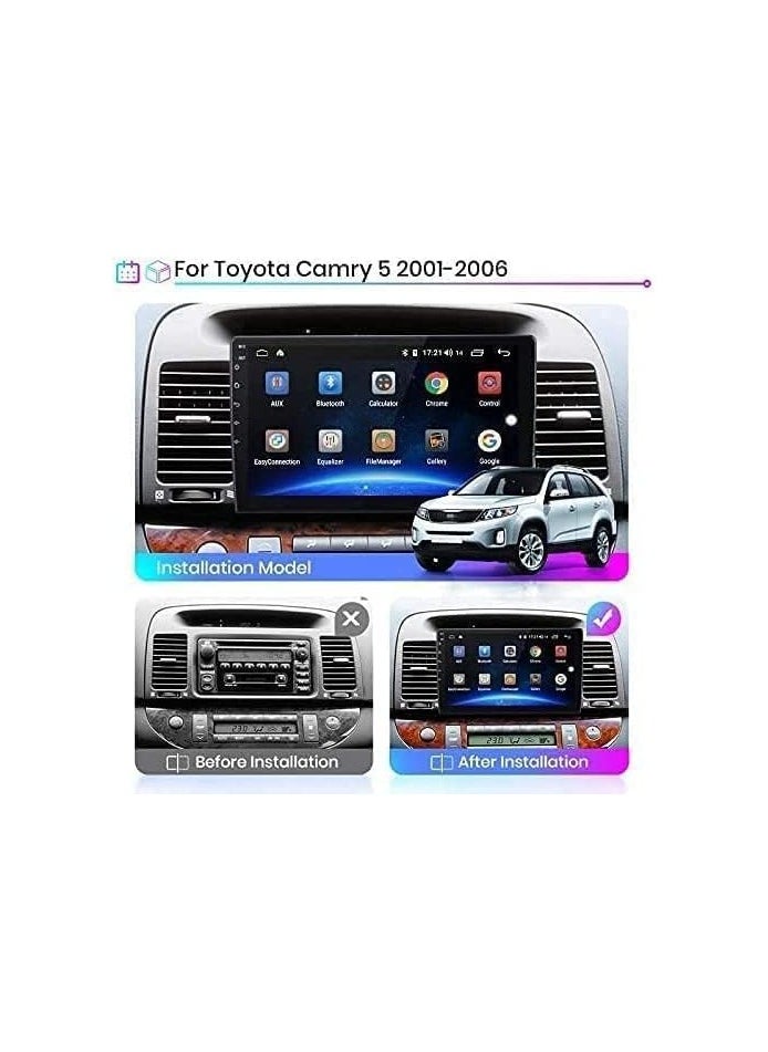 SHEZA STAR - Android Car Stereo for Toyota Camry 2001 2002 2003 2004 2005 2006 4GB RAM 64GB ROM Support Apple Carplay, MirrorLink WiFi BT, 9 Inch IPS Touch Screen with Backup Camera Included - Image 1