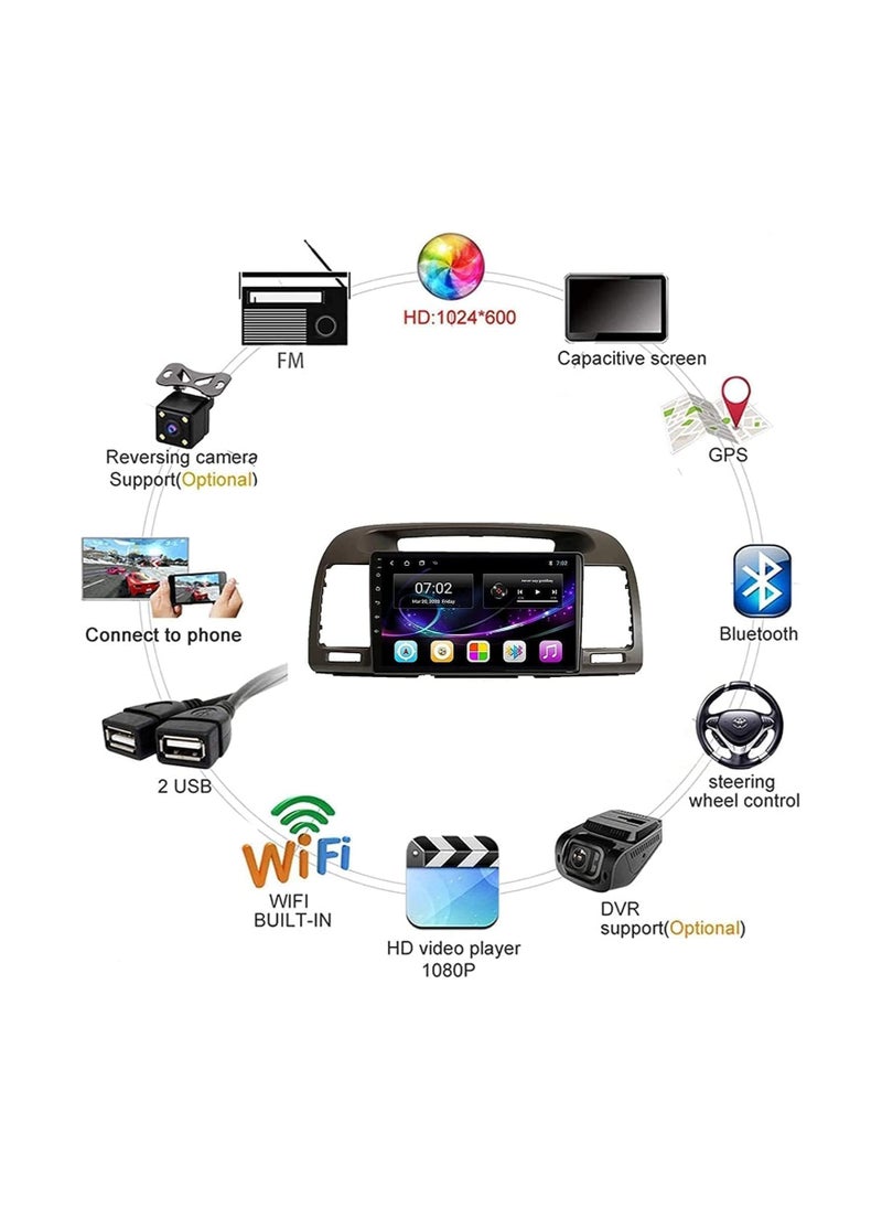 SHEZA STAR - Android Car Stereo for Toyota Camry 2001 2002 2003 2004 2005 2006 4GB RAM 64GB ROM Support Apple Carplay, MirrorLink WiFi BT, 9 Inch IPS Touch Screen with Backup Camera Included - Image 1