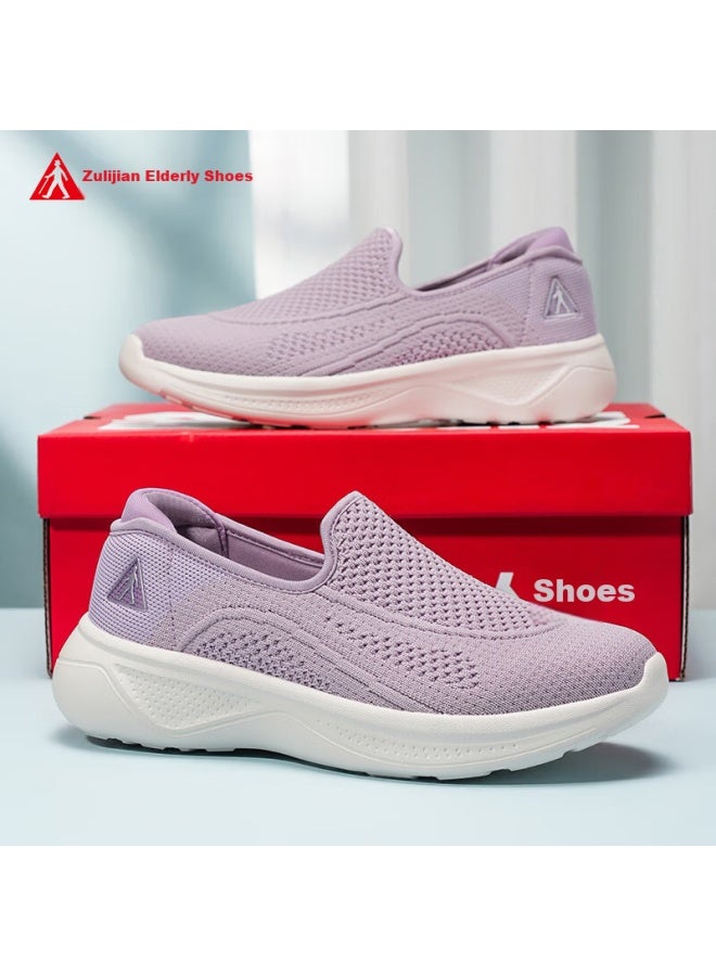 Zulijian Elderly Shoes Spring Slip-on Women Mom Shoes Sports Shoes Lightweight Casual Shoes 6188k Twilight Purple Size 38 - Image 2