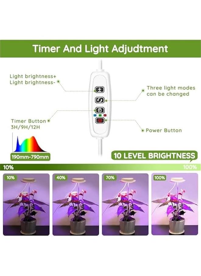 MOXO Plant Grow Light LED Growing Light Full Spectrum for Indoor Plants Height Adjustable Growth Lamp with 10 Adjustable Brightness 3912H OnOff Timer Idea for Large Plant Light 2  - Image 4