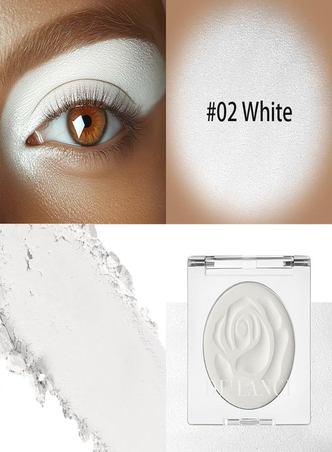 DE'LANCI Matte White Eyeshadow, High Pigment Vegan Pressed White Powder Waterproof, Velvety Blendable Formula for Eye Base, Travel Friendly with Brush Longwear Makeup for Stage Halloween & Cosplay, 02 - Image 2