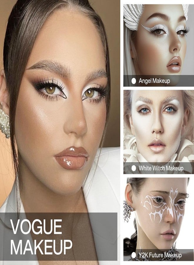 DE'LANCI Matte White Eyeshadow, High Pigment Vegan Pressed White Powder Waterproof, Velvety Blendable Formula for Eye Base, Travel Friendly with Brush Longwear Makeup for Stage Halloween & Cosplay, 02 - Image 4