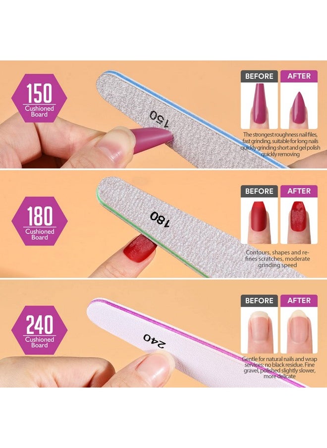 Teenitor - Teenitor Nail File Nail Buffer, 6 pcs Nail Files and Buffers for Natural Nails, Emery Boards for Nails, Nail Buffer and Shine Kit Nail Filer, Nail Buffer Block 100/180 Grit Nail Files Fingernail Files - Image 1