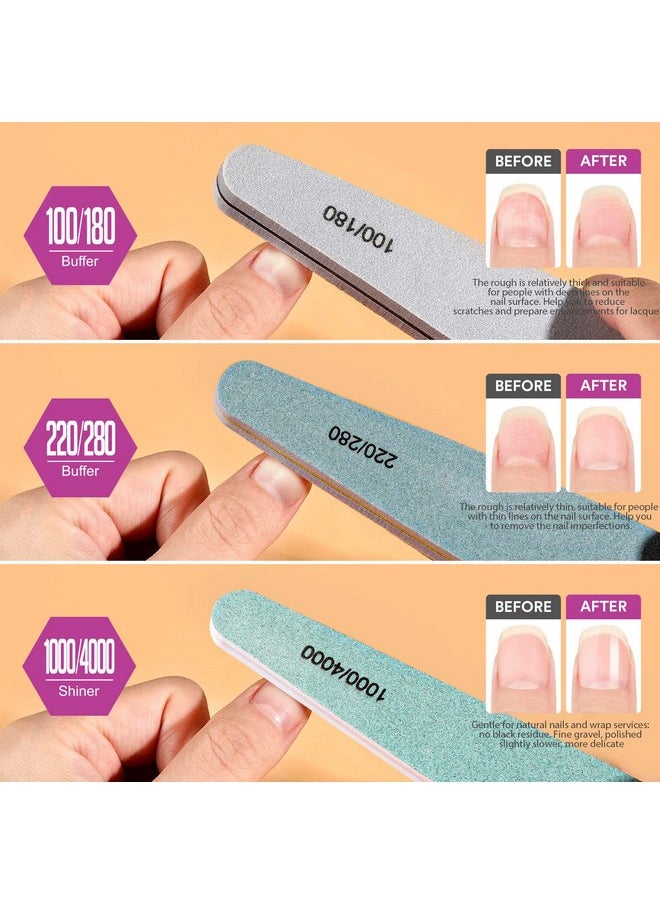 Teenitor - Teenitor Nail File Nail Buffer, 6 pcs Nail Files and Buffers for Natural Nails, Emery Boards for Nails, Nail Buffer and Shine Kit Nail Filer, Nail Buffer Block 100/180 Grit Nail Files Fingernail Files - Image 1