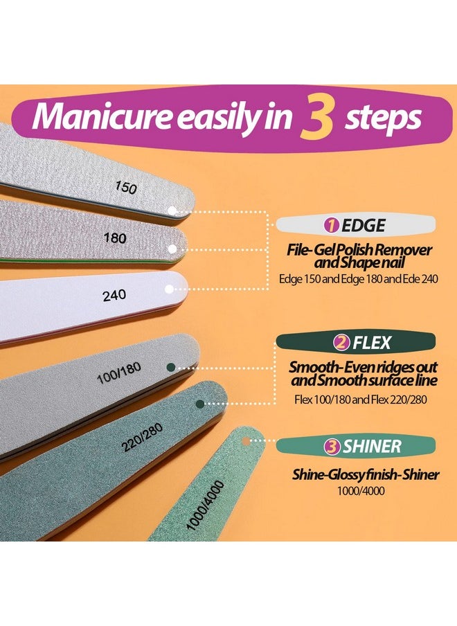 Teenitor - Teenitor Nail File Nail Buffer, 6 pcs Nail Files and Buffers for Natural Nails, Emery Boards for Nails, Nail Buffer and Shine Kit Nail Filer, Nail Buffer Block 100/180 Grit Nail Files Fingernail Files - Image 1
