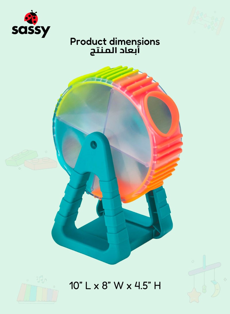 Sassy Spinning Wonder Wheel Ball Drop Toy for Babies | Floor Play & Color Sorting STEM Activity | Textured Balls for Sensory Learning | Infant Toddler Toy | 25 x 15 x 16 CM - Image 5