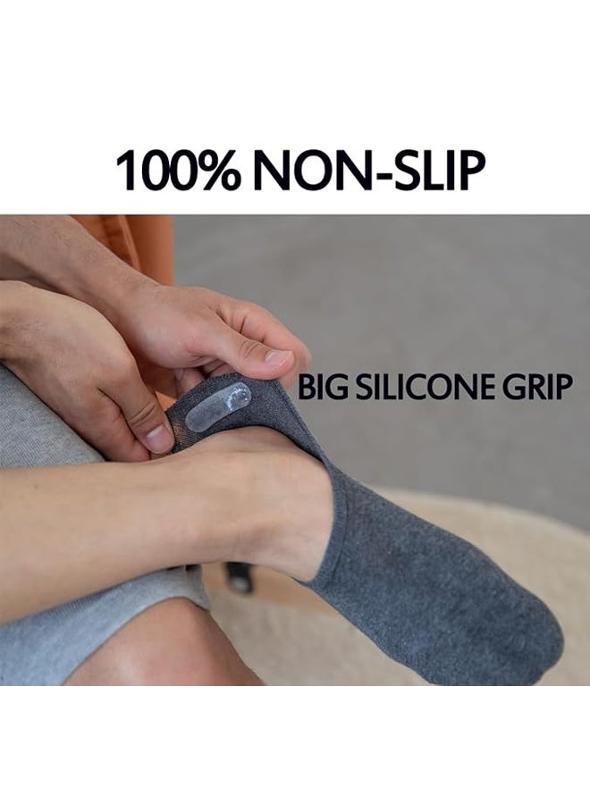 6 Pack No Show Low Cut Socks Men - Invisible Casual Cotton Loafer Socks With Non-Slip Grip - Image 3