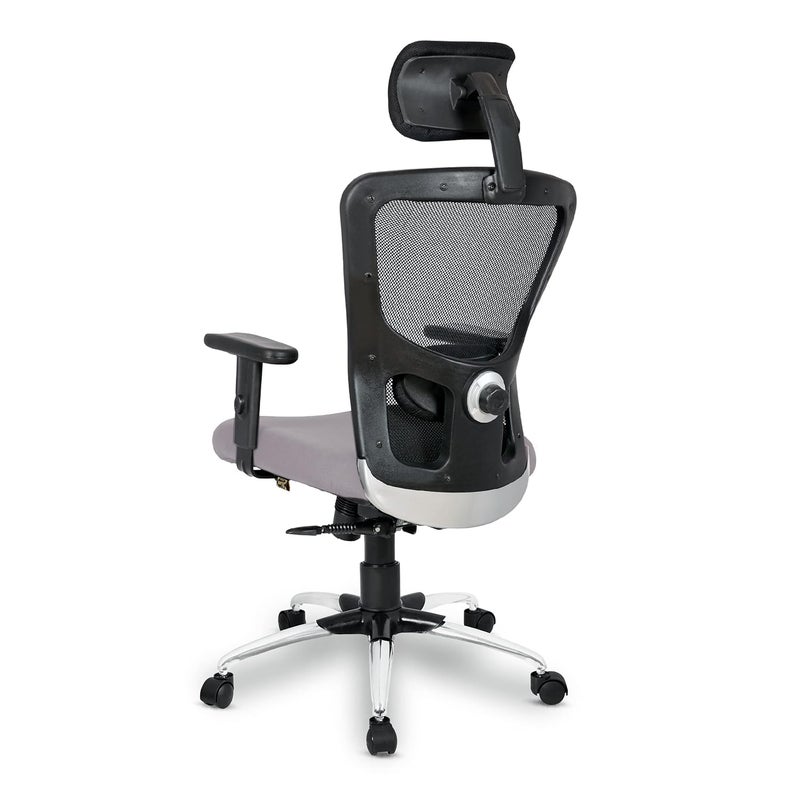 Kuber Industries Ergonomic Office Chairs for Work From Home Comes with Manual Height Adjustable Armrest Headrest 2D Lumbar Support Comfy Study Chair for Students with Wheels Black - Image 1