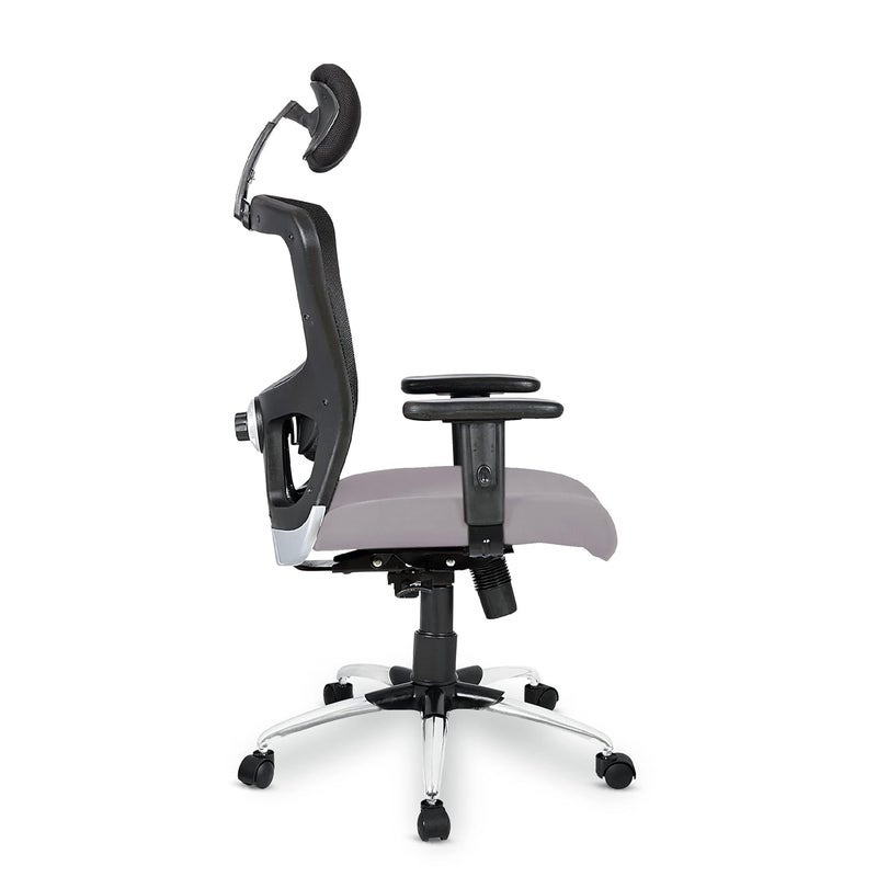 Kuber Industries Ergonomic Office Chairs for Work From Home Comes with Manual Height Adjustable Armrest Headrest 2D Lumbar Support Comfy Study Chair for Students with Wheels Black - Image 4