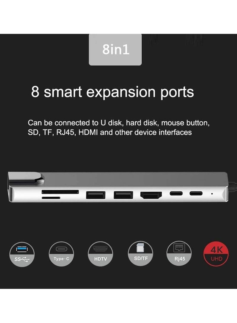 Type C to HDTV 8 in 1 Adapter HDMI PD 2 USB SD TF Rj45 Compatible with Linux, Windows XP, Windows Vista, Chrome OS, Windows 10  - Image 4